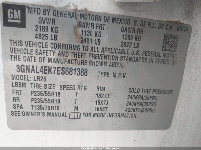 3GNAL4EK7ES681388 Chevrolet Captiva Sport Ltz