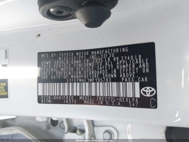 Toyota COROLLA LE 2021 5YFEPMAE1MP195783 Image 9