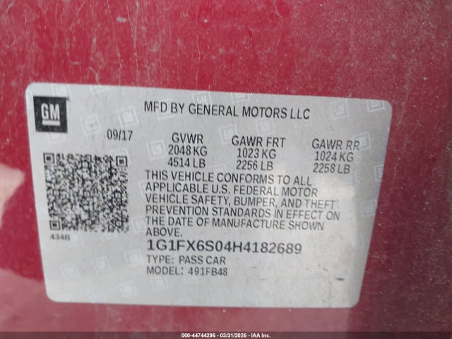 2017 CHEVROLET BOLT EV 1G1FX6S04H4182689 Photo 8