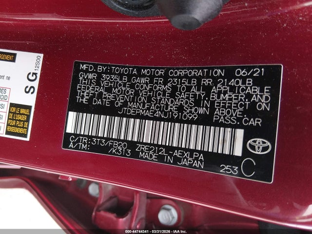 2022 TOYOTA COROLLA JTDEPMAE4NJ191099 Photo 8