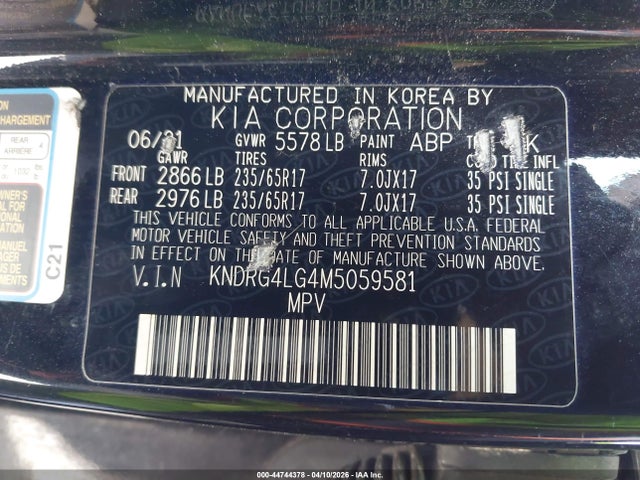 KNDRG4LG4M5059581 KIA Sorento Hybrid S