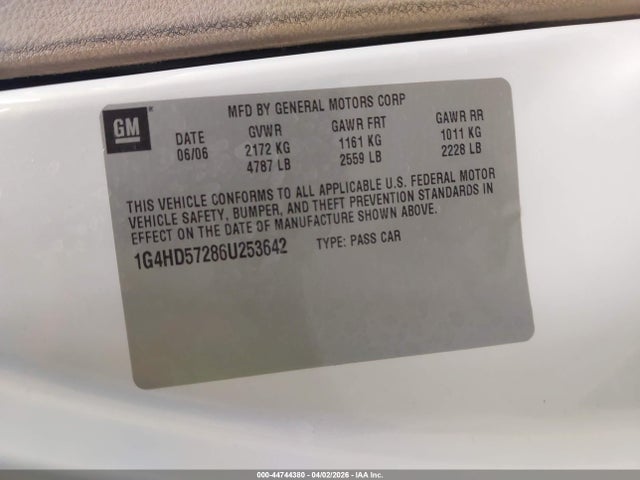 Aukcja sprzedaży 2006 Buick Lucerne Cxl, vin: 1G4HD57286U253642, numer aukcji: 44744380
