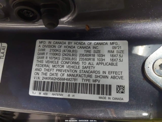 2021 HONDA CR-V 2HKRW2H56MH682781 Photo 8