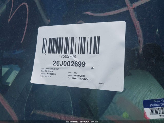 Продаж на аукціоні авто 2007 Mitsubishi Outlander Xls, vin: JA4MT41X67Z007823, номер лоту: 44744450
