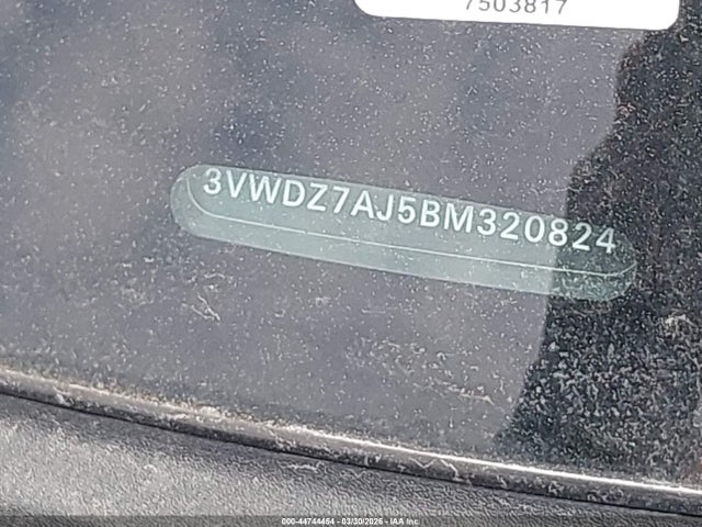 44744454 :رقم المزاد ، 3VWDZ7AJ5BM320824 vin ، 2011 Volkswagen Jetta 2.5l Se مزاد بيع