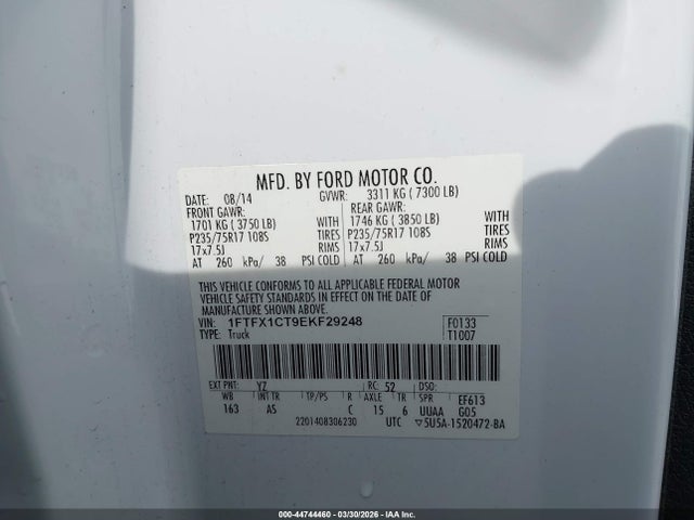 Ford F-150 Xl 2014 1FTFX1CT9EKF29248 Image 9