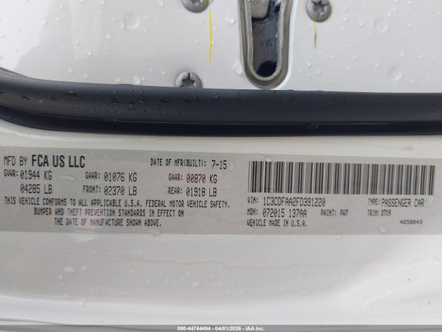 Продажа на аукционе авто 2015 Dodge Dart Se, vin: 1C3CDFAA2FD391220, номер лота: 44744494