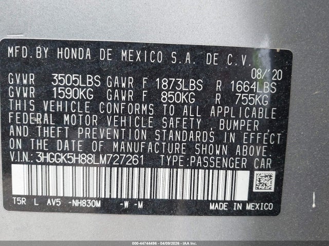 2020 HONDA FIT 3HGGK5H88LM727261 Photo 8