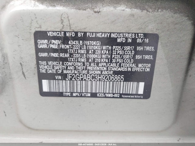 Subaru Crosstrek 2.0i Premium 2017 JF2GPABC3H9206865 Image 9
