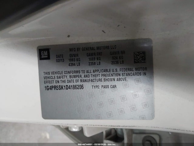 Продаж на аукціоні авто 2013 Buick Verano Convenience Group, vin: 1G4PR5SK1D4186206, номер лоту: 44744501