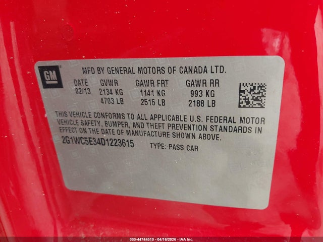 Aukcja sprzedaży 2013 Chevrolet Impala Ltz, vin: 2G1WC5E34D1223615, numer aukcji: 44744510
