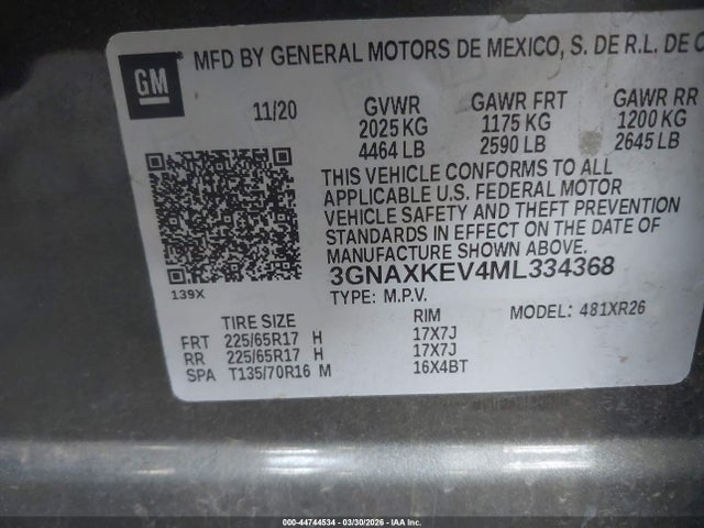 2021 CHEVROLET EQUINOX 3GNAXKEV4ML334368 Photo 8