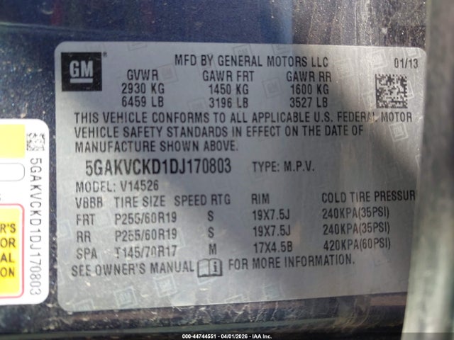 Продажа на аукционе авто 2013 Buick Enclave Leather, vin: 5GAKVCKD1DJ170803, номер лота: 44744551