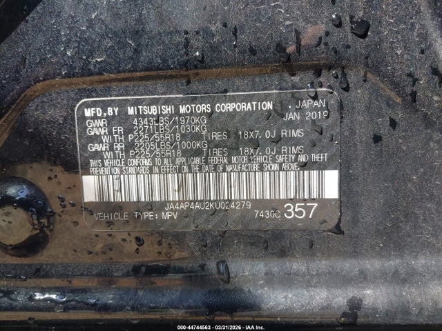 2019 MITSUBISHI OUTLANDER SPORT JA4AP4AU2KU024279 Photo 8