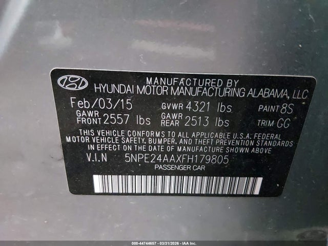 Продаж на аукціоні авто 2015 Hyundai Sonata Eco, vin: 5NPE24AAXFH179805, номер лоту: 44744657