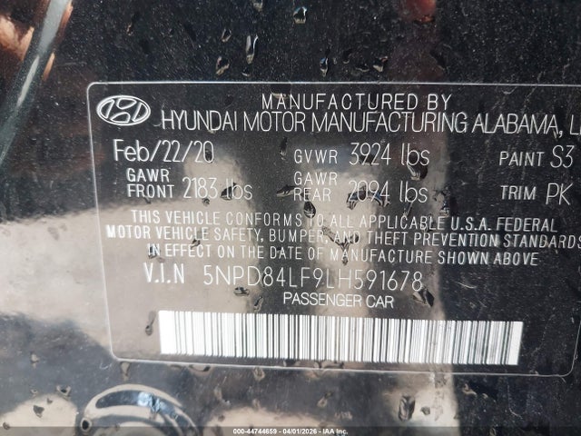 Aukcja sprzedaży 2020 Hyundai Elantra Value Edition, vin: 5NPD84LF9LH591678, numer aukcji: 44744659