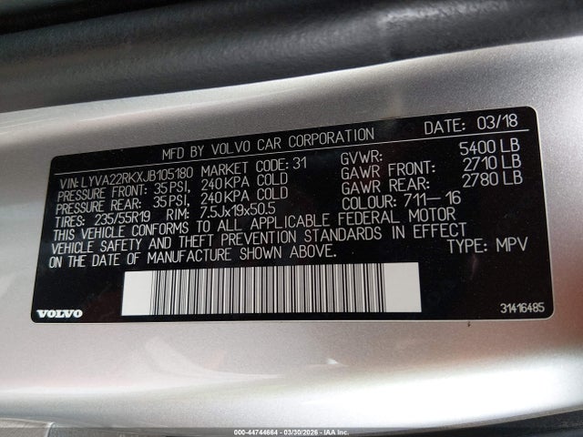 2018 VOLVO XC60 LYVA22RKXJB105180 Photo 8