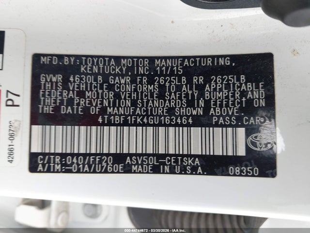 4T1BF1FK4GU163464 Toyota CAMRY SE