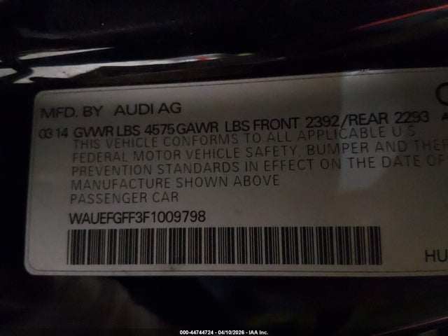 Продаж на аукціоні авто 2015 Audi A3 2.0t Premium, vin: WAUEFGFF3F1009798, номер лоту: 44744724
