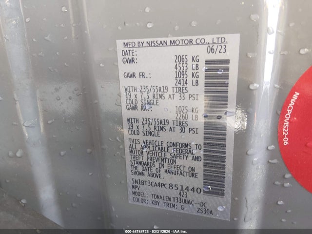 Продажа на аукционе авто 2023 Nissan Rogue Sl Fwd, vin: 5N1BT3CA4PC851440, номер лота: 44744728
