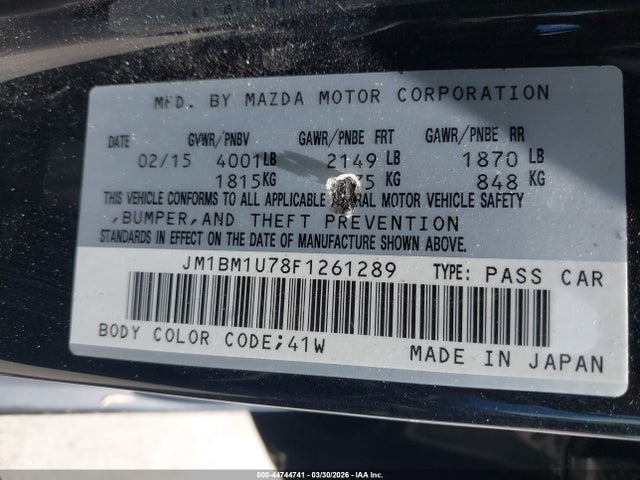 JM1BM1U78F1261289 Mazda Mazda3 I Sport