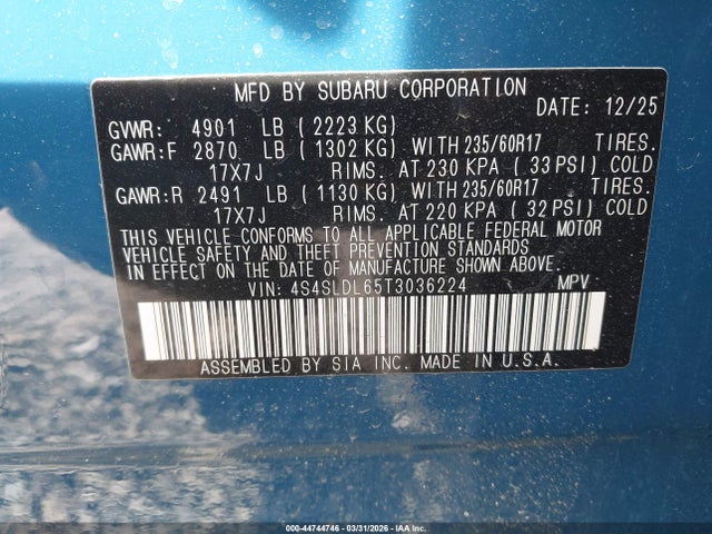 Продажа на аукционе авто 2026 Subaru Forester Wilderness, vin: 4S4SLDL65T3036224, номер лота: 44744746