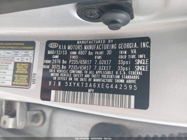 Aukcja sprzedaży 2014 Kia Sorento Lx, vin: 5XYKT3A6XEG442595, numer aukcji: 44744780