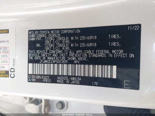 44744848 :رقم المزاد ، JTJAKCEZ4P5007809 vin ، 2023 Lexus Nx 350h مزاد بيع