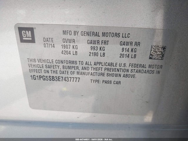 1G1PG5SB3E7437777 Chevrolet CRUZE LTZ