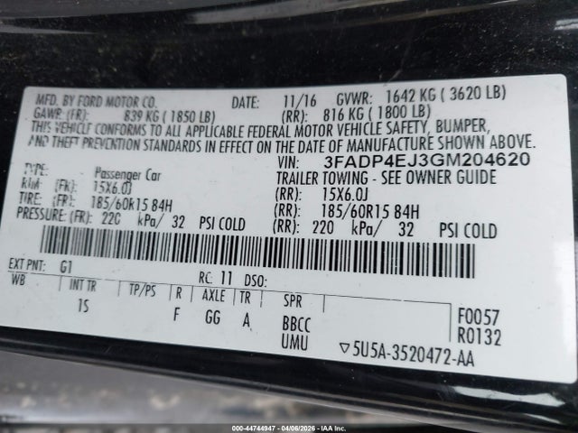 2016 FORD FIESTA 3FADP4EJ3GM204620 Photo 8