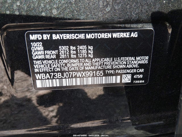 Aukcja sprzedaży 2023 Bmw 540 I Xdrive, vin: WBA73BJ07PWX99165, numer aukcji: 44744990