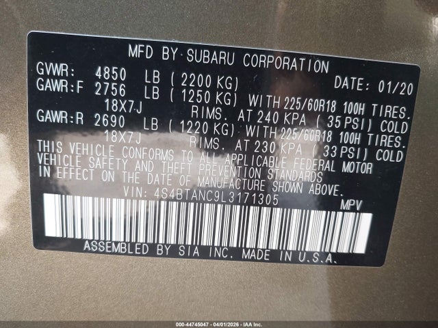 4S4BTANC9L3171305 Subaru Outback Limited