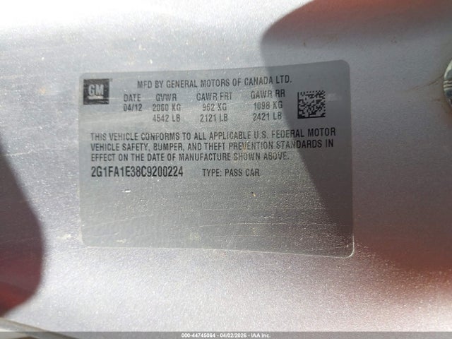2012 CHEVROLET CAMARO 2G1FA1E38C9200224 Photo 8