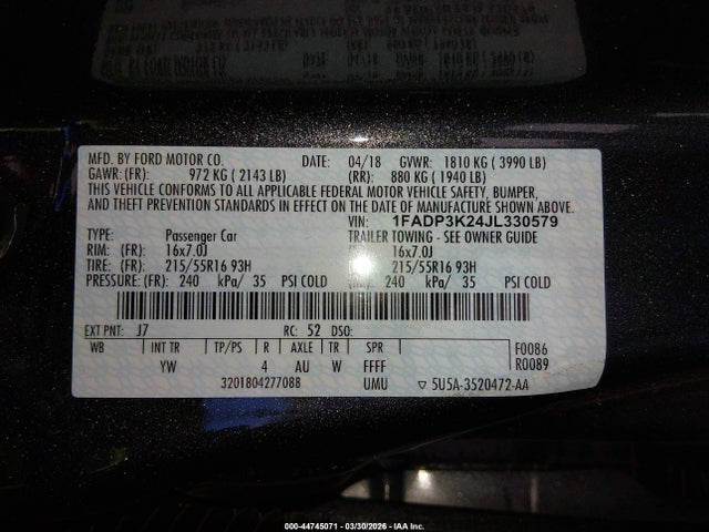 2018 FORD FOCUS 1FADP3K24JL330579 Photo 8