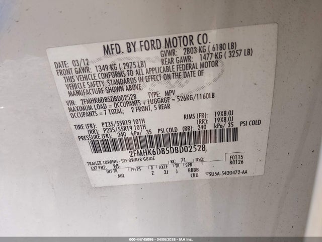 2013 FORD FLEX 2FMHK6D85DBD02528 Photo 8