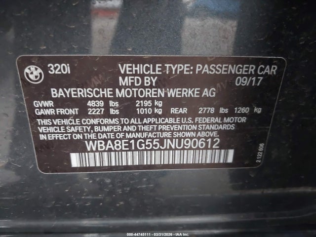 2018 BMW 320I WBA8E1G55JNU90612 Photo 8