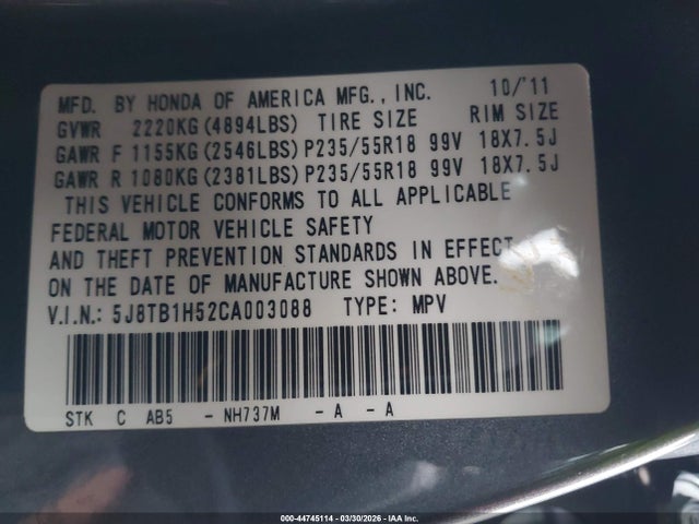2012 ACURA RDX 5J8TB1H52CA003088 Photo 8
