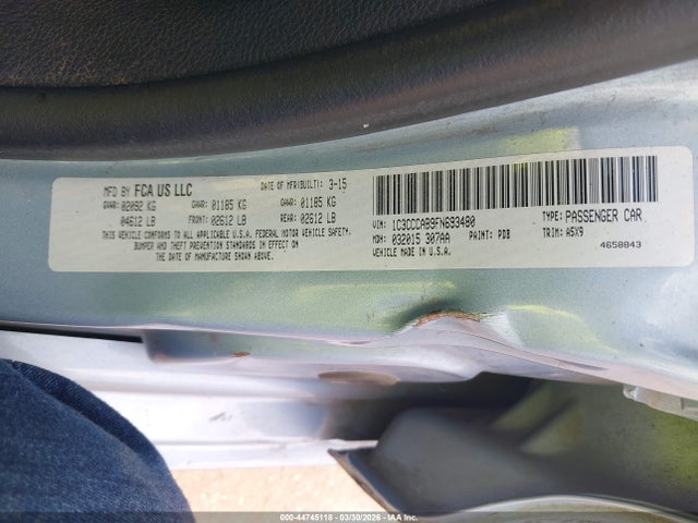 Aukcja sprzedaży 2015 Chrysler 200 Limited, vin: 1C3CCCAB9FN693480, numer aukcji: 44745118
