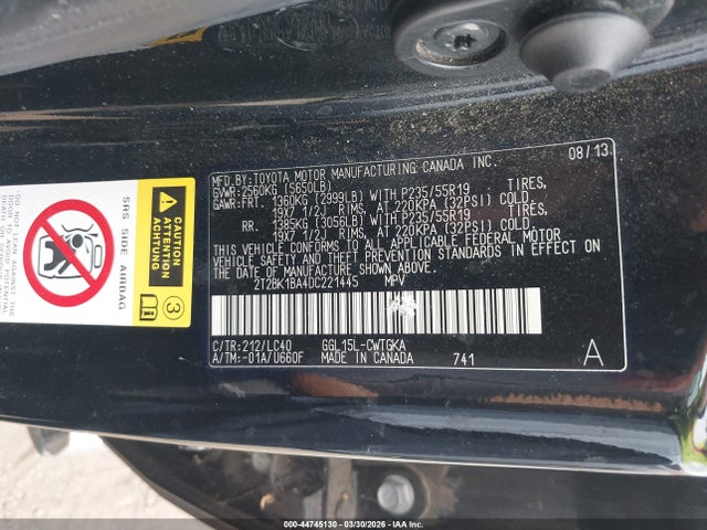 Продаж на аукціоні авто 2013 Lexus Rx 350, vin: 2T2BK1BA4DC221445, номер лоту: 44745130
