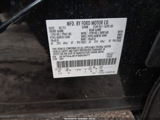 2015 FORD EDGE 2FMTK4J81FBB05877 Photo 8