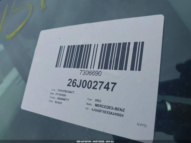 Aukcja sprzedaży 2002 Mercedes-benz Ml 500, vin: 4JGAB75EX2A345024, numer aukcji: 44745184