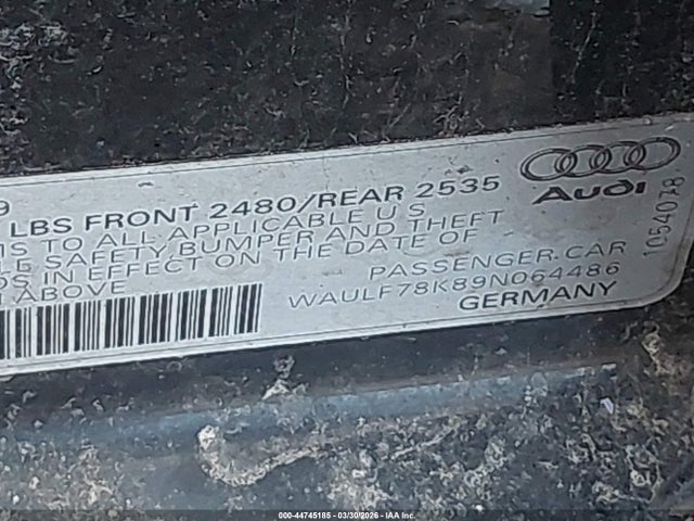 Продаж на аукціоні авто 2009 Audi A4 2.0t Premium, vin: WAULF78K89N064486, номер лоту: 44745185