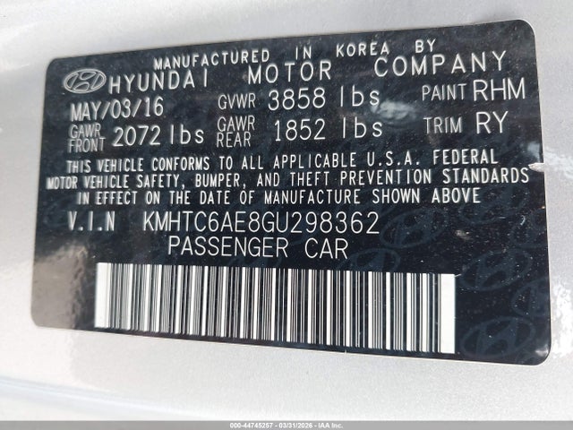 2016 HYUNDAI VELOSTER KMHTC6AE8GU298362 Photo 8