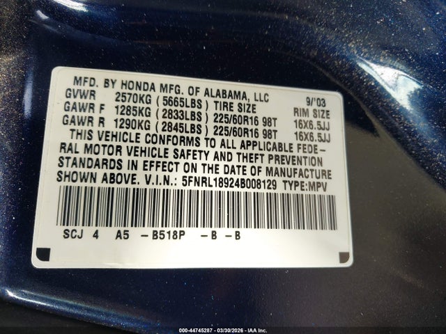 2004 HONDA ODYSSEY 5FNRL18924B008129 Photo 8