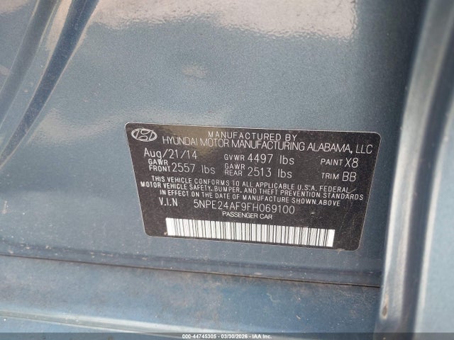 Hyundai SONATA SE 2015 5NPE24AF9FH069100 Image 9