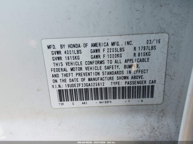 Продаж на аукціоні авто 2016 Acura Ilx 2.4l/acurawatch Plus Package, vin: 19UDE2F33GA025612, номер лоту: 44745328