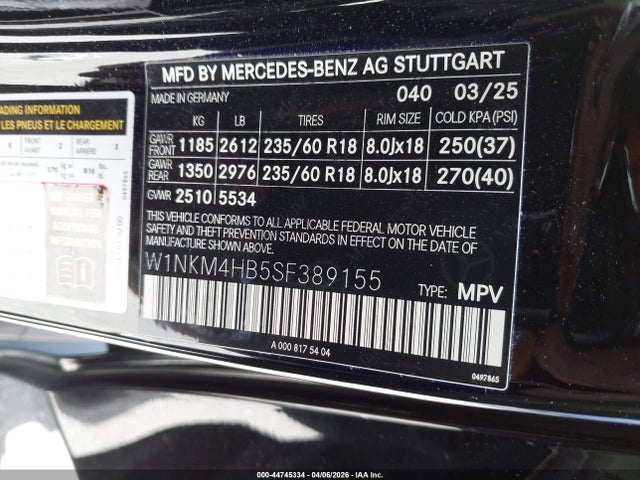 Aukcja sprzedaży 2025 Mercedes-benz Glc 300 4matic Suv, vin: W1NKM4HB5SF389155, numer aukcji: 44745334