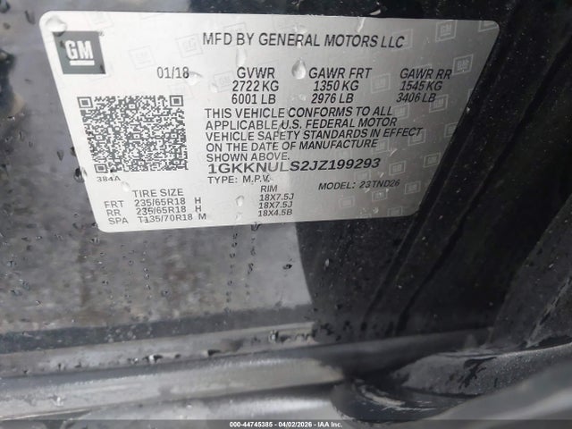Aukcja sprzedaży 2018 Gmc Acadia Slt-1, vin: 1GKKNULS2JZ199293, numer aukcji: 44745385