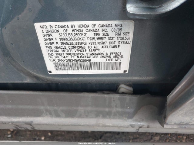 Aukcja sprzedaży 2005 Acura Mdx, vin: 2HNYD18245H528849, numer aukcji: 44745415
