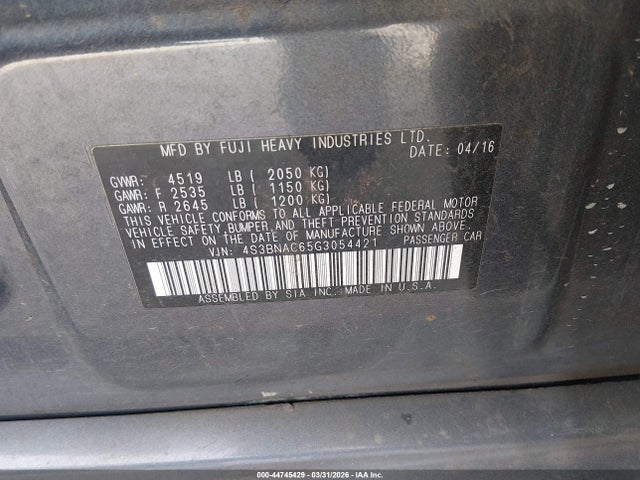 4S3BNAC65G3054421 Subaru Legacy 2.5i Premium